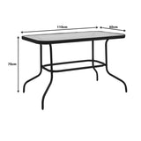 Set de masă cu scaune Valor-Calan, Metal/ Sticlă/ Textilenă, Negru, 110x60x70 cm