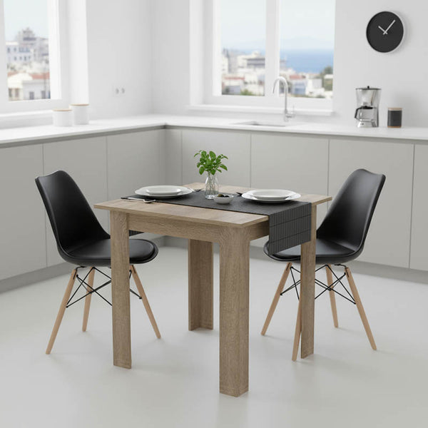 Set de Masa de 3 piese Manka I - Gaston, sonoma-negru, 80x80x77 cm