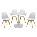 Set de Masa de 5 piese Balou-Gaston nuante alb-Natural D100x75 cm