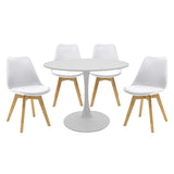 Set de Masa de 5 piese Balou-Gaston nuante, alb-Natural, D100x75 cm