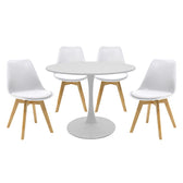 Set de Masa de 5 piese Balou-Gaston nuante alb-Natural D100x75 cm
