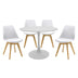 Set de Masa de 5 piese Balou-Gaston nuante alb-Natural D100x75 cm