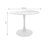 Set de Masa de 5 piese Julita-Balou I -mdf, marmurei, albe, D120x75 cm