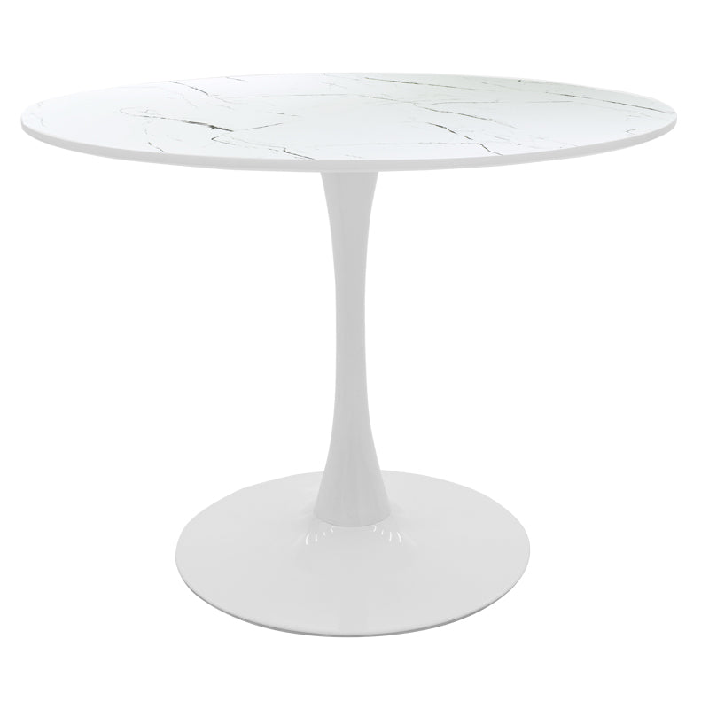 Set de Masa de dining Gaston-Balou I 5 piese -mdf marmura, Alb, D120x75 cm