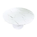 Set de Masa de dining Gaston-Balou I 5 piese -mdf marmura, Alb, D120x75 cm