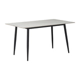 Set de Masa de dining Gustas-Giselle, 5 piese, marmura Alba pietruita-negru metalic, 120x80x75 cm