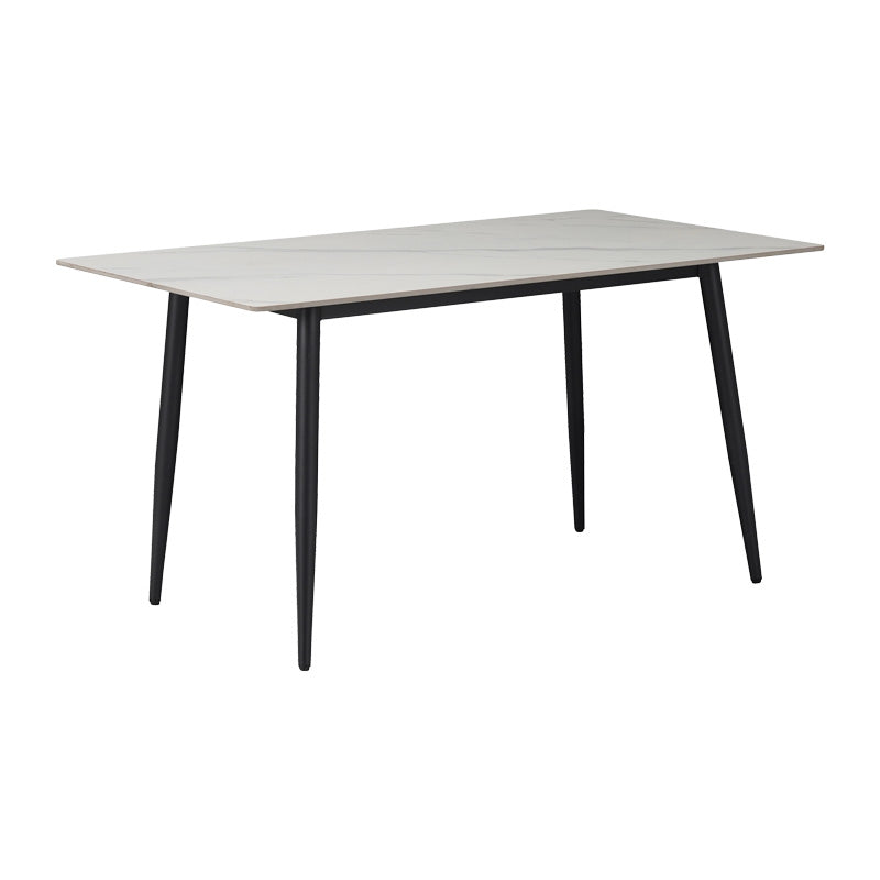 Set de Masa de dining Gustas-Giselle, 5 piese, marmura Alba pietruita-negru metalic, 120x80x75 cm, foto produs