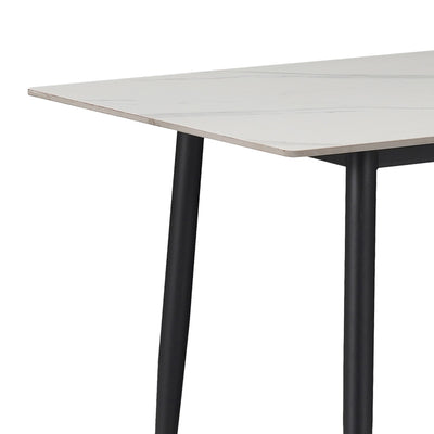 Set de Masa de dining Gustas-Giselle, 5 piese, marmura Alba pietruita-negru metalic, 120x80x75 cm, foto produs 6