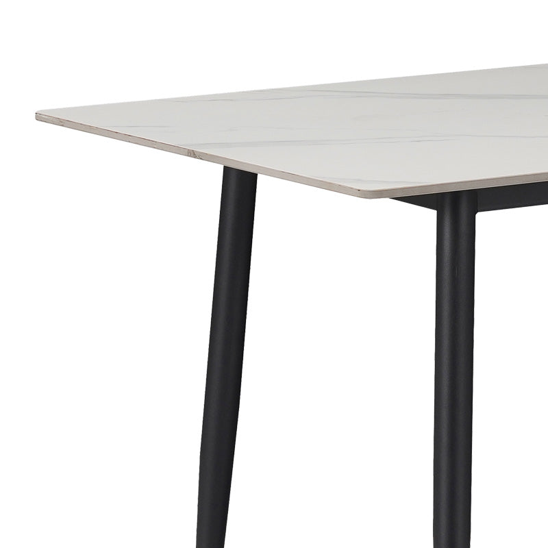 Set de Masa de dining Gustas-Giselle, 5 piese, marmura Alba pietruita-negru metalic, 120x80x75 cm, foto produs 6