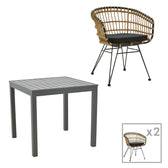 mobilier de gradina Set de Masa de dining Kliton-Naoki 3 piese din aluminiu si metal Antracit la nuante de negru 80x80x74 cm