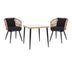 mobilier de gradina Set de Masa de dining Naoki 3 piese metal negru-pe stejar Natural-sticla 80x80x78 cm