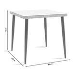 Set de Masa de dining Naoki 3 piese metal negru-pe stejar Natural-sticla, 80x80x78 cm