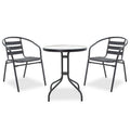mobilier de gradina Set de Masa de dining Watson-Tade 3 piese metal-negru-sticla D60x70 cm