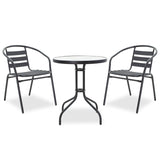 Set de Masa de dining Watson-Tade 3 piese metal-negru-sticla, D60x70 cm