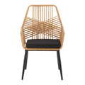 Set de Masa de restaurant Naoki-Tanish din de 7 piese din ratan Natural-metal-negru-sticla, 160x90x78 cm, detaliu produs