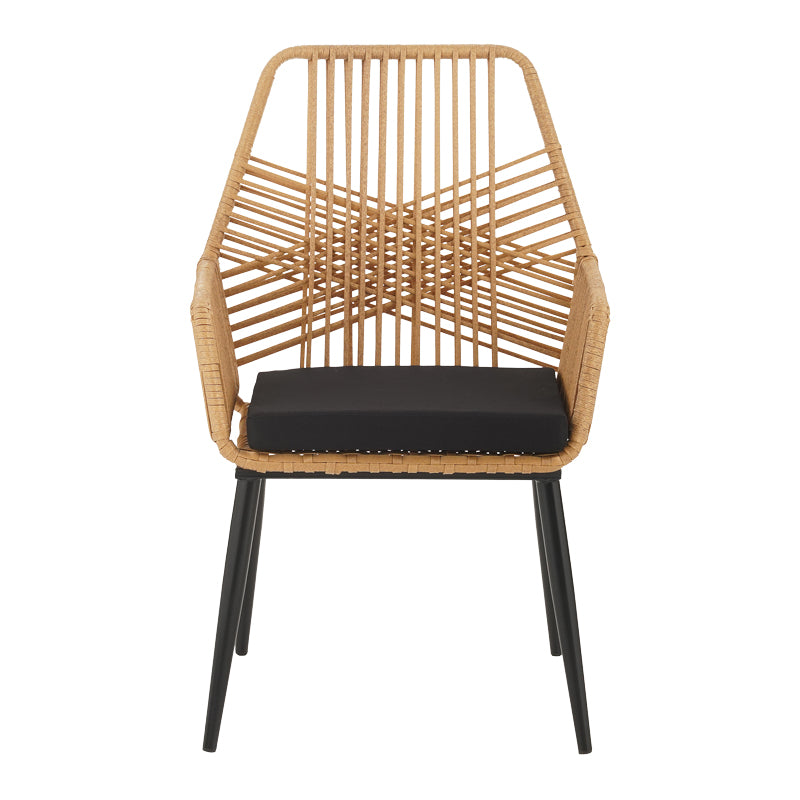 Set de Masa de restaurant Naoki-Tanish din de 7 piese din ratan Natural-metal-negru-sticla, 160x90x78 cm, detaliu produs
