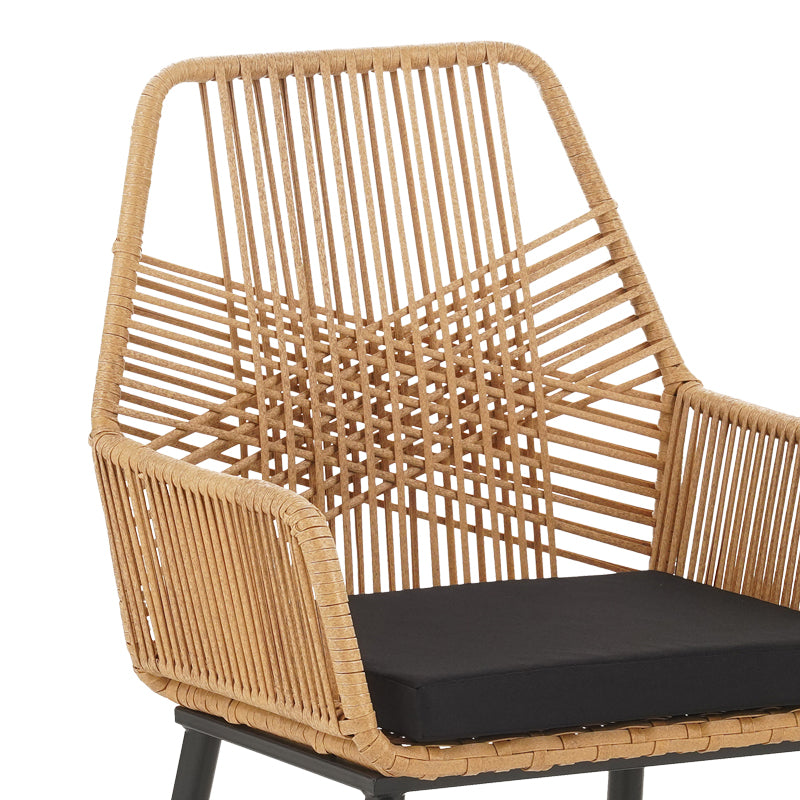 Set de Masa de restaurant Naoki-Tanish din de 7 piese din ratan Natural-metal-negru-sticla, 160x90x78 cm, perspectiva suplimentara