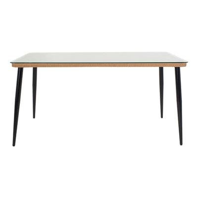 Set de Masa de restaurant Naoki-Tanish din de 7 piese din ratan Natural-metal-negru-sticla, 160x90x78 cm, foto produs 6