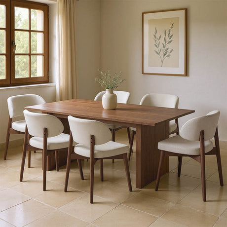 Set de masa din lemn masiv Eleganza-Siena piese, nuc, 180x99x76 cm