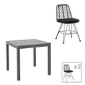 mobilier de gradina Set de masa dining cu 3 piese Kliton-Naoki, aluminiu & metal, antracit & negru, 80x80x74 cm