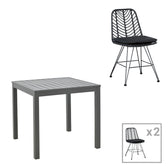 mobilier de gradina Set de masa dining cu 3 piese Kliton-Naoki, aluminiu & metal, antracit & negru, 80x80x74 cm