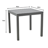 Set de masa dining cu 3 piese Kliton-Naoki, aluminiu & metal, antracit & negru, 80x80x74 cm