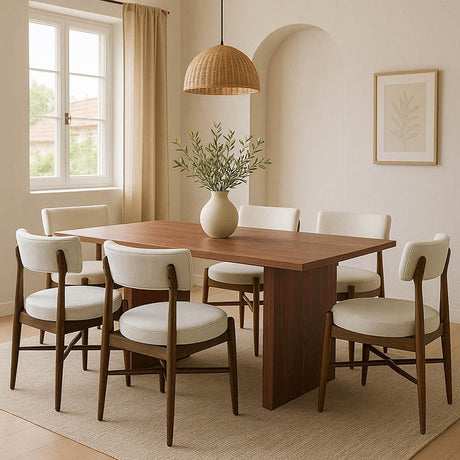 Set de Masa Dining Eleganza-Raudi 7 piese, nuc, 180x99x76 cm