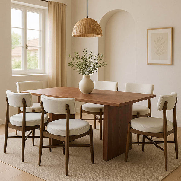 Set de Masa Dining Eleganza-Raudi 7 piese, nuc, 180x99x76 cm