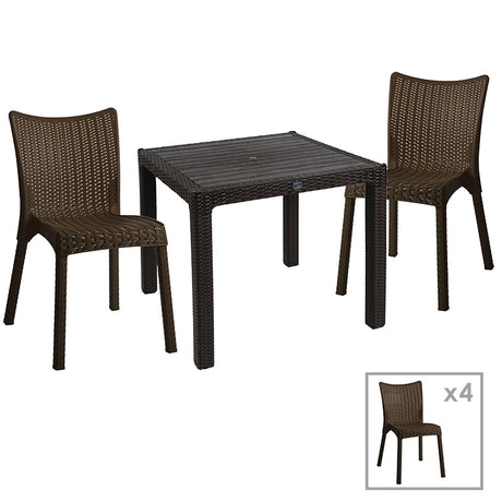 Set de Masa Explore-Confident set 5 piese, maro, 90x90x74 cm
