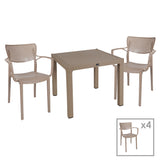 Set de Masa Explore-Fontline 5 piese capucino, Bej, 90x90x74 cm