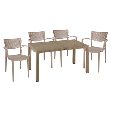 mobilier de gradina Set de Masa Explore-Forntline 5 piese Crem150x90x74 cm