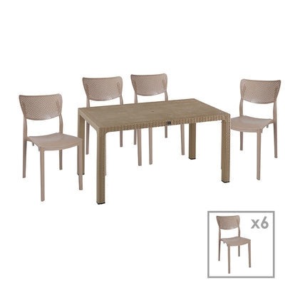 mobilier de gradina Set de Masa Explore-Ignite set 7 piese Crem150x90x74 cm