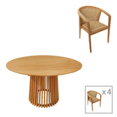 Set de masa Granny-Kenda 5 piese Natural D120x75 cm