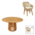 Set de masa Kalie-Kenda 7 piese Natural D120x75 cm
