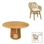 Set de masa Kalie-Kenda 7 piese Natural D120x75 cm
