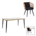mobilier de gradina Set de Masa Naoki 7 bucati metal negru-pe Natural-sticla 160x90x78 cm