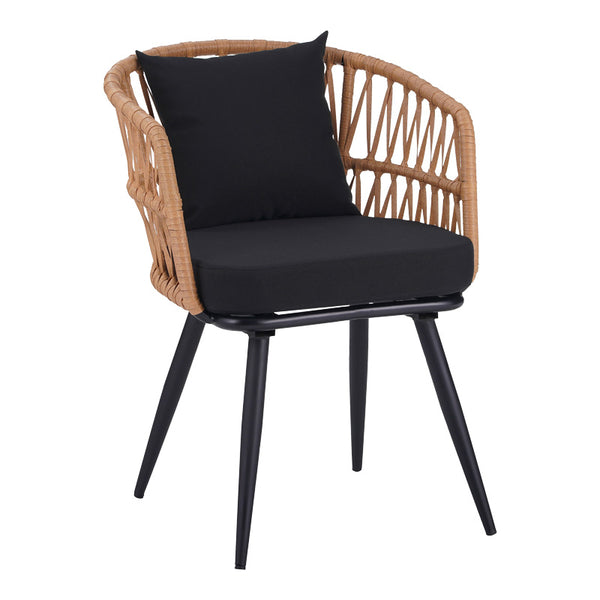 Set de Masa Naoki 7 bucati metal negru-pe Natural-sticla, 160x90x78 cm