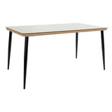 Set de Masa Naoki 7 bucati metal negru-pe Natural-sticla, 160x90x78 cm