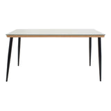 Set de Masa Naoki 7 bucati metal negru-pe Natural-sticla, 160x90x78 cm