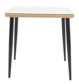 Set de Masa Naoki-Tanish 3 piese din metal negru-pe Natural sticla, 80x80x78 cm
