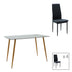 Set de Masa pentru 5 persoane Chloe-Parker din sticla, gri inchis-Natural 120x70x75 cm
