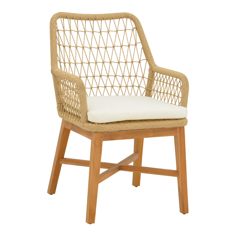 Set de masa pentru dining Elaiza-Kenda 5 piese din lemn de teak, Natural, D120x75 cm, imagine suplimentara