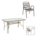 mobilier de gradina Set de masă Sussie cu funcție multifuncțională, Metal și sticlă, 140x80x70 cm