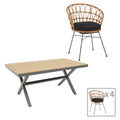 mobilier de gradina Set de Masa Thorio-Felicia 5 antracit aluminiu si placaj, Natural 160x90x75 cm