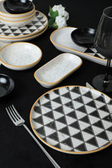 Set de mic dejun Chess, Negru, 18 piese