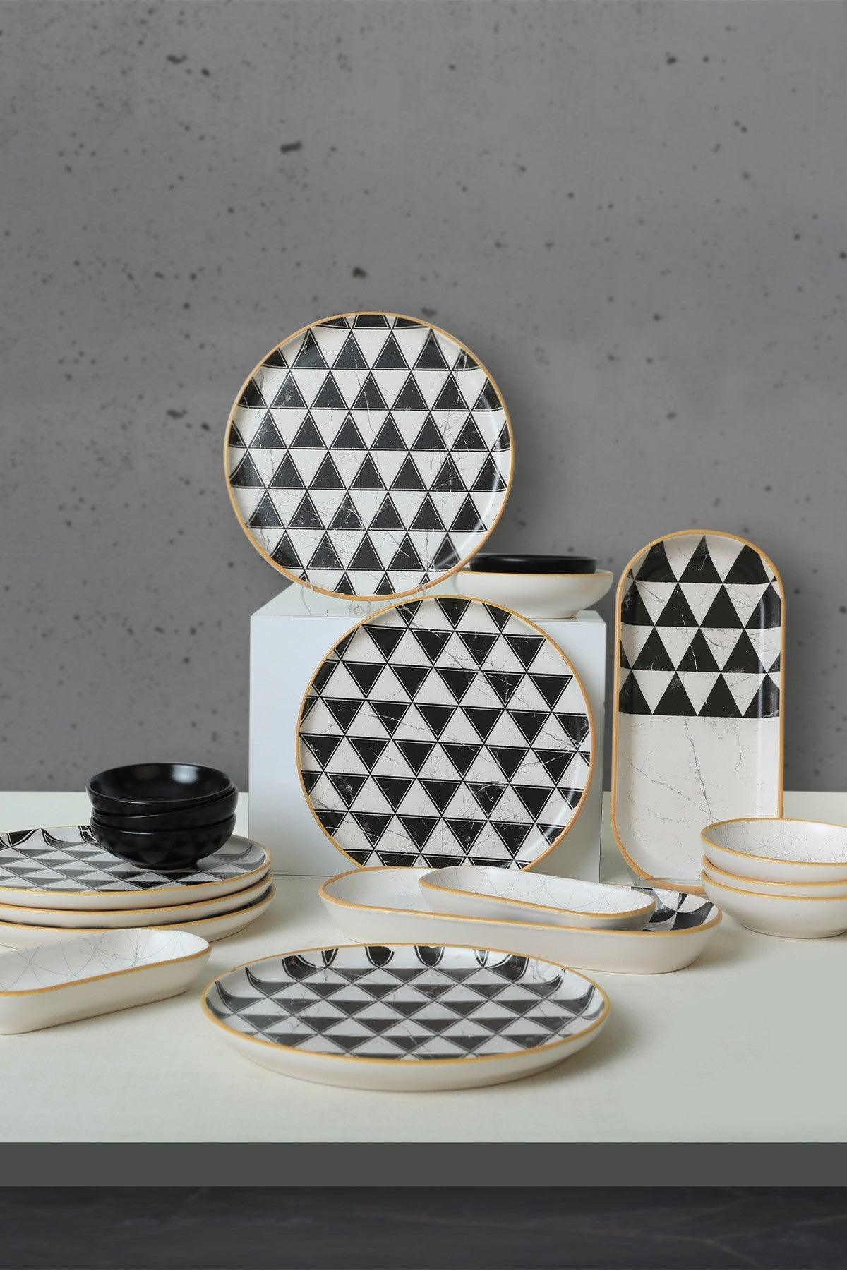 Set de mic dejun Chess, Negru, 18 piese