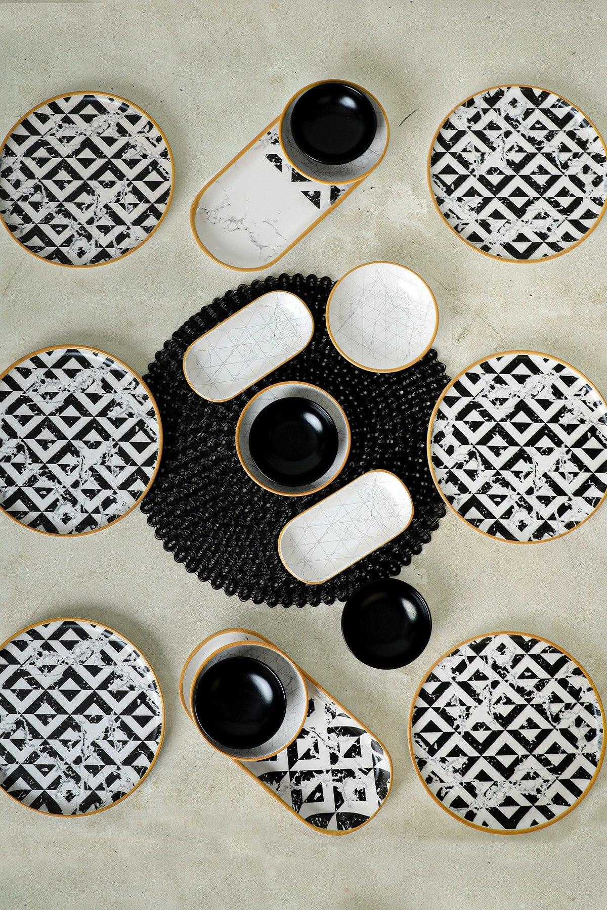 Set de mic dejun Grazie, Negru, 18 piese