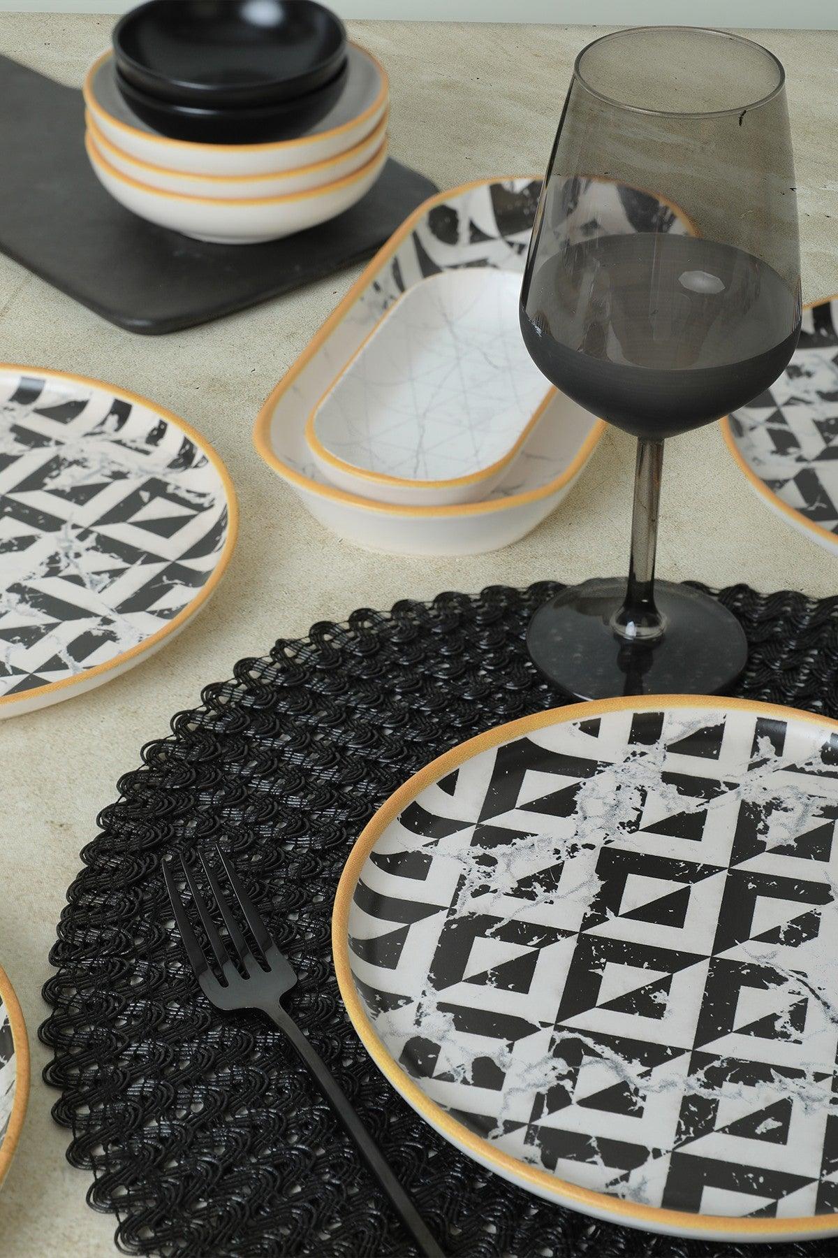 Set de mic dejun Grazie, Negru, 18 piese