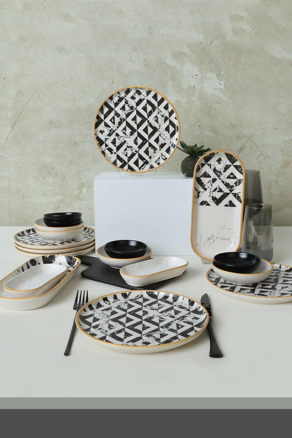 Set de mic dejun Grazie, Negru, 18 piese