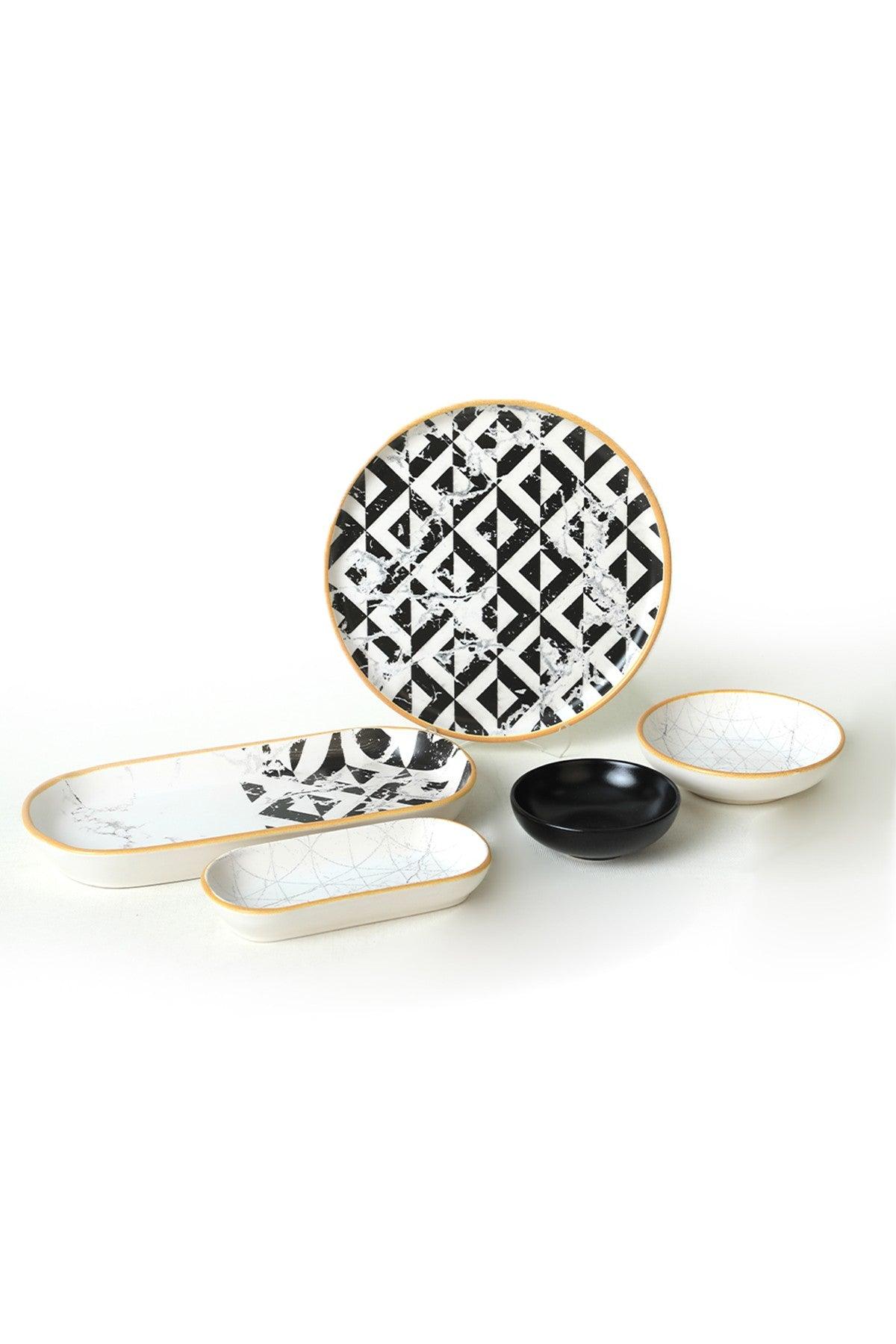 Set de mic dejun Grazie, Negru, 18 piese